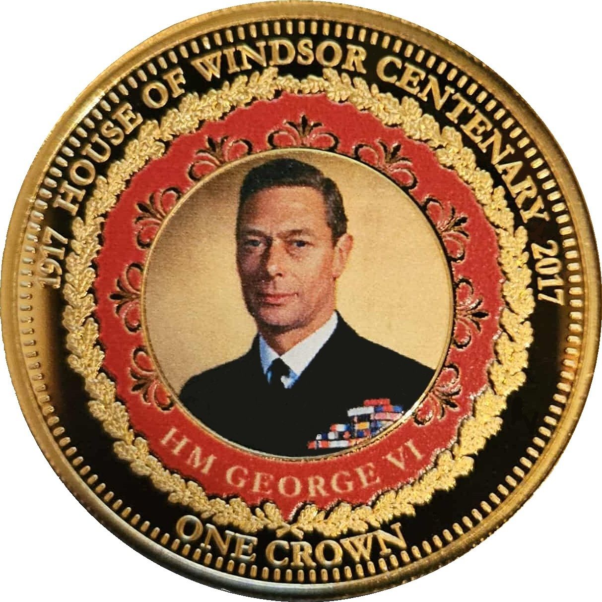Tristan da Cunha 1 Crown - Elizabeth II House of Windsor Centenary; George VI reverse