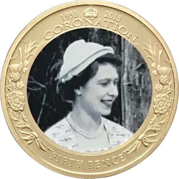 Tristan da Cunha 50 Pence - Elizabeth II Queen with White Hat