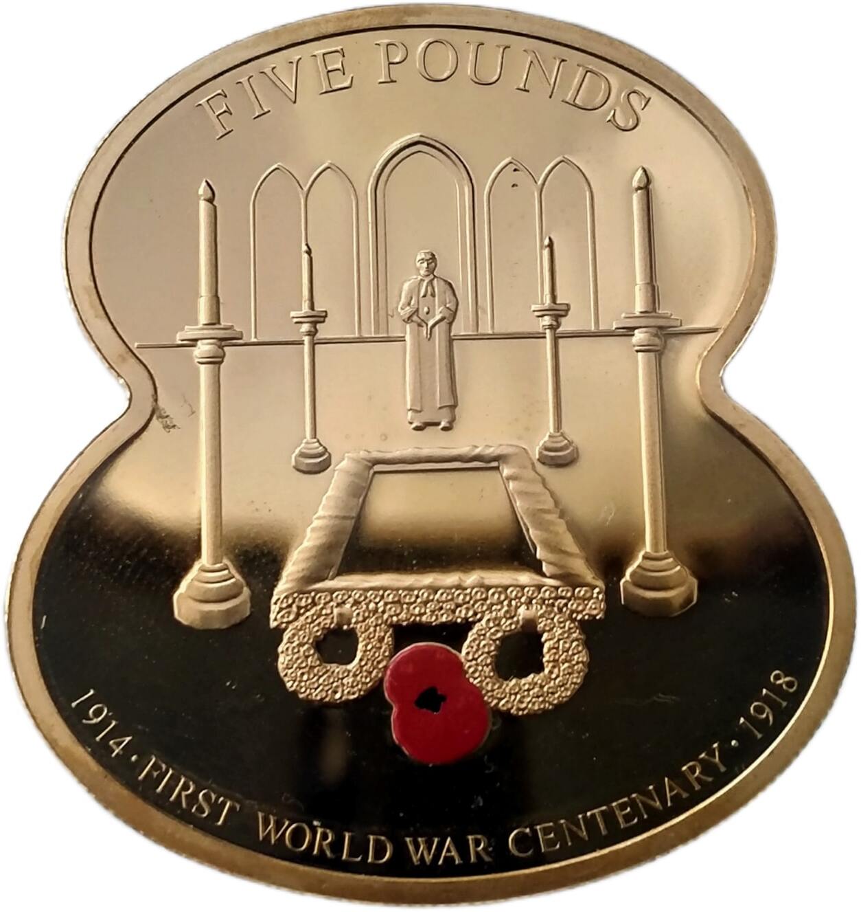 Guernsey 5 Pounds - Elizabeth II WWI: Royal British Legion - Tomb of the Unknown Warrior reverse