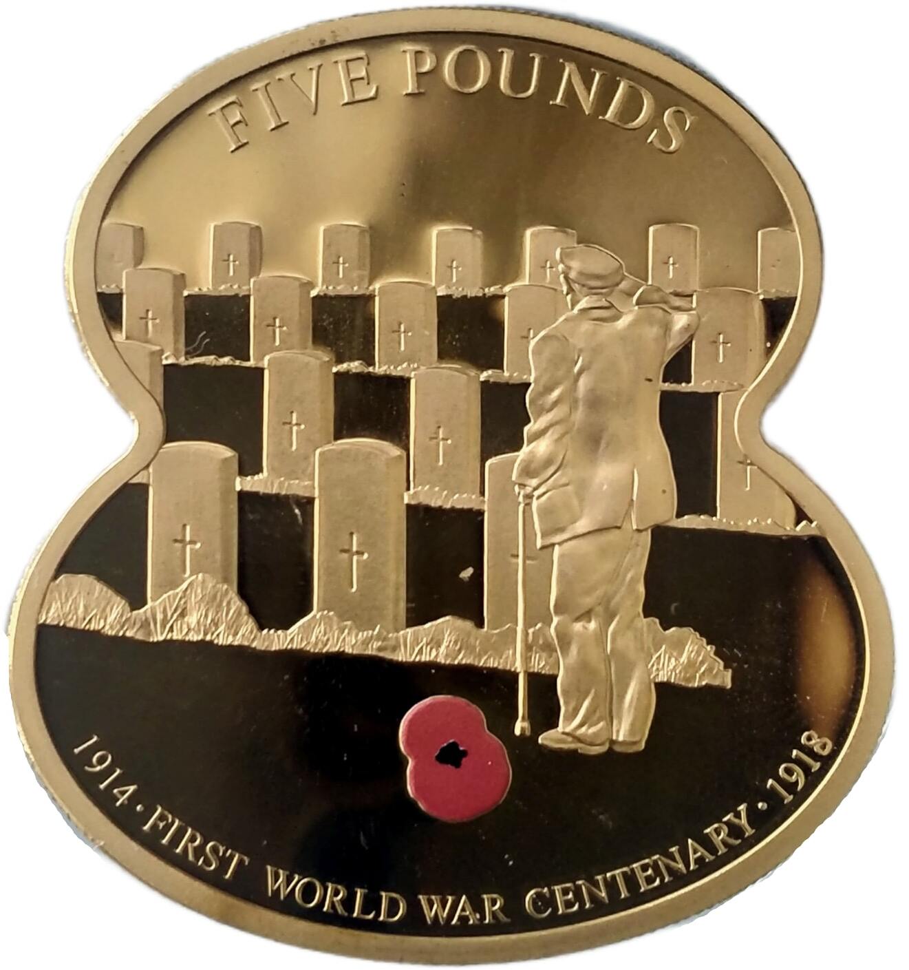 Guernsey 5 Pounds - Elizabeth II WWI: Royal British Legion - Visiting war graves reverse