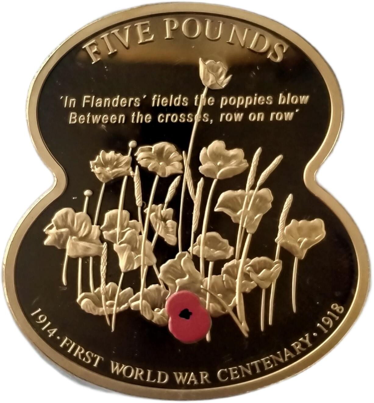 Guernsey 5 Pounds - Elizabeth II WWI: Royal British Legion - In Flanders fields reverse