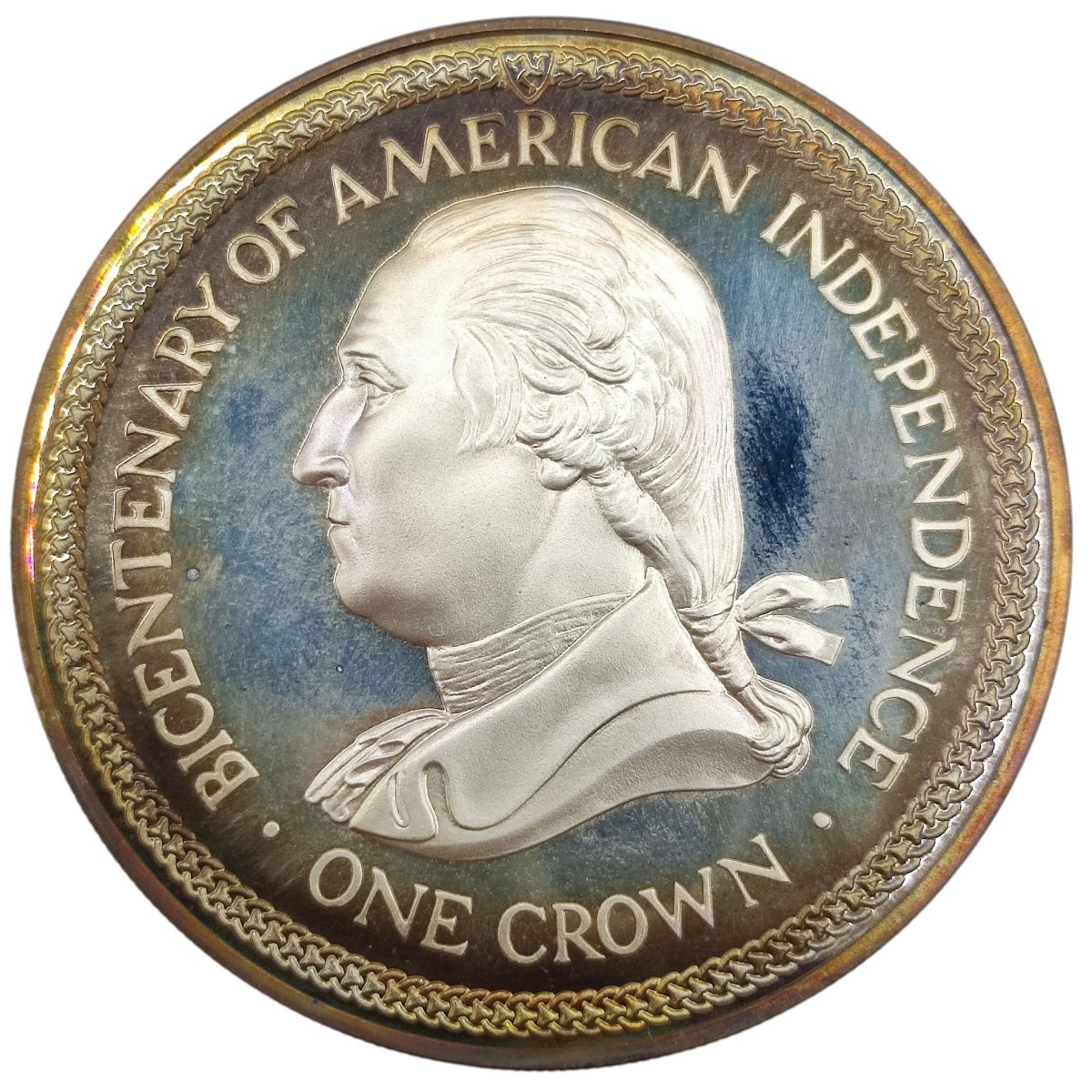 Isle of Man 1 Crown - Elizabeth II Bicentenary of American Independence