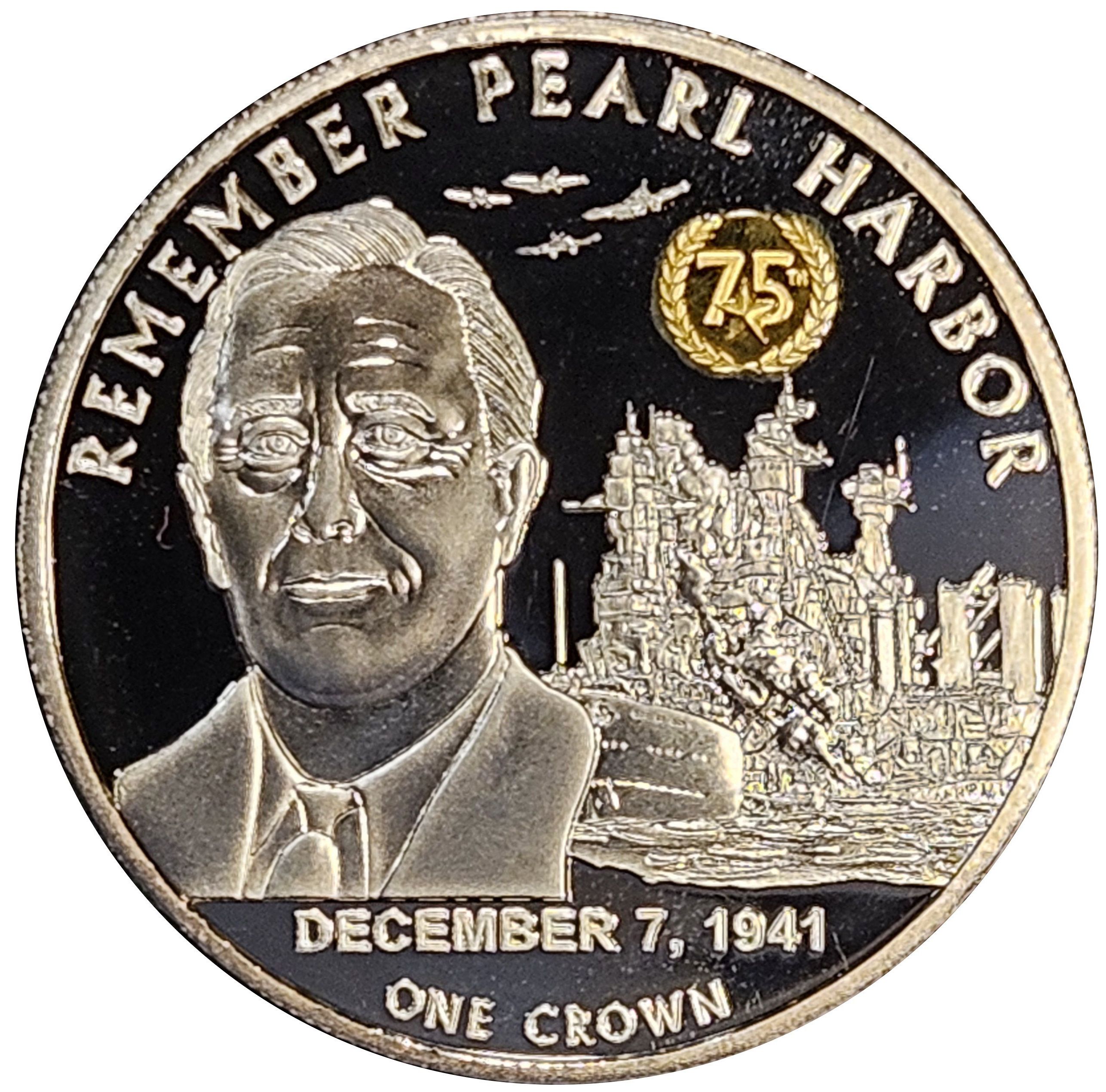 Tristan da Cunha 1 Crown - Elizabeth II Pearl Harbor reverse
