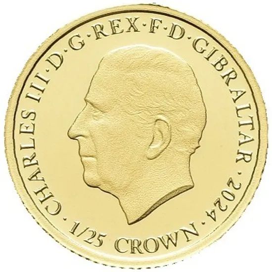 Gibraltar 1/25 Crown - Charles III Churchill obverse