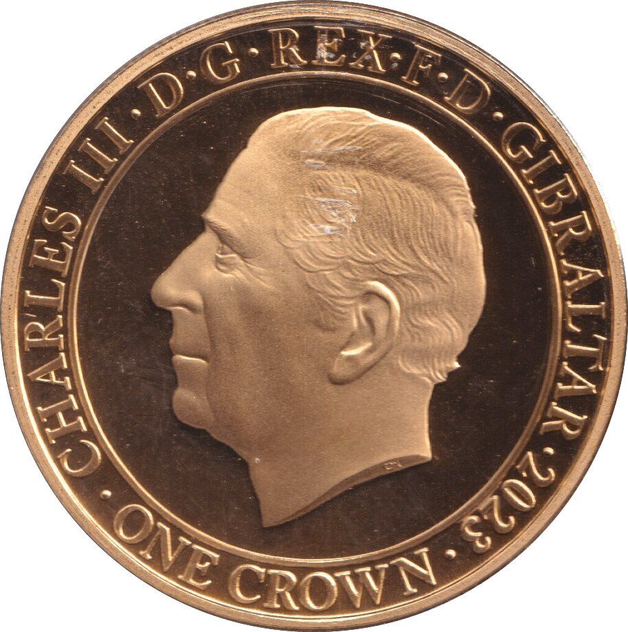 Gibraltar 1 Crown - Charles III King Charles III - taking salute obverse