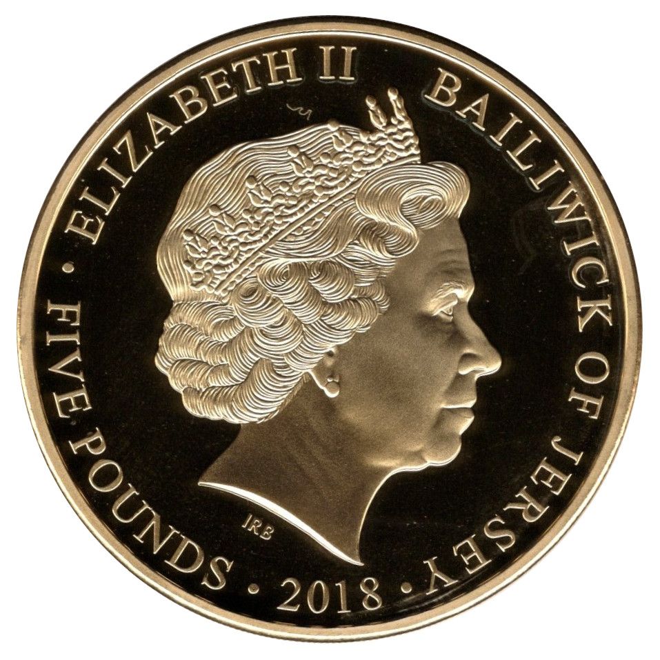 Jersey 5 Pounds - Elizabeth II Remembrance Day 2018; Gold Plated