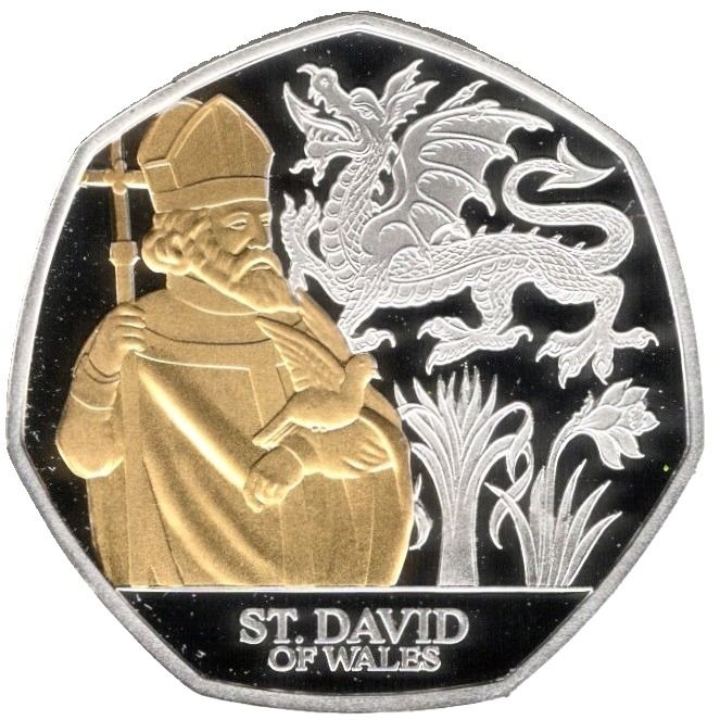 Jersey 50 Pence - Charles III Saint David; Silver Proof reverse