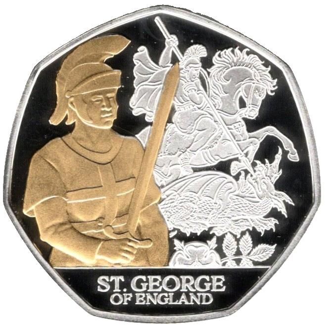 Jersey 50 Pence - Charles III Saint George; Silver Proof reverse