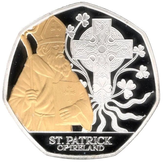 Jersey 50 Pence - Charles III Saint Patrick; Silver Proof reverse