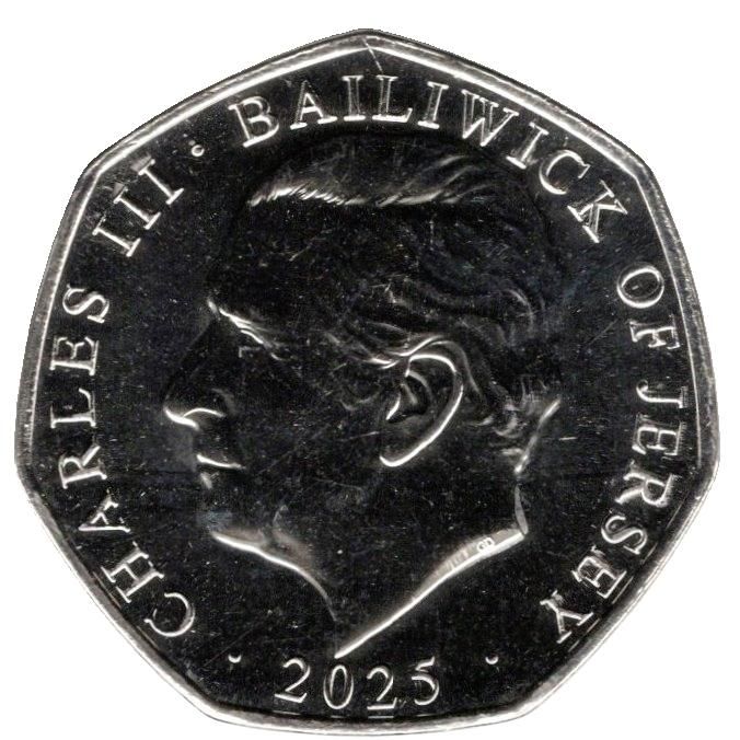 Jersey 50 Pence - Charles III Buckingham Palace obverse