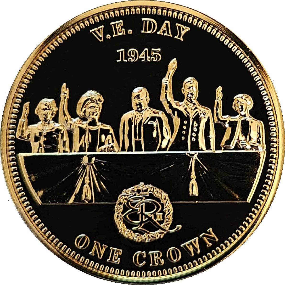 Tristan da Cunha 1 Crown - Elizabeth II Victory in Europe Day reverse