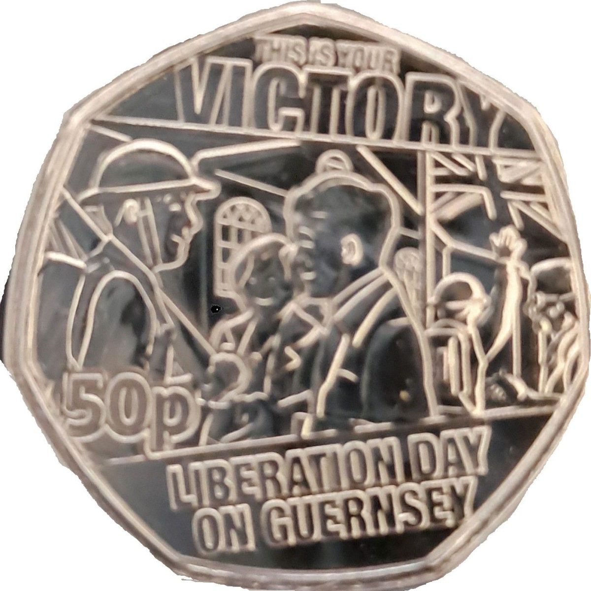 Guernsey 50 Pence - Charles III Liberation Day on Guernsey reverse