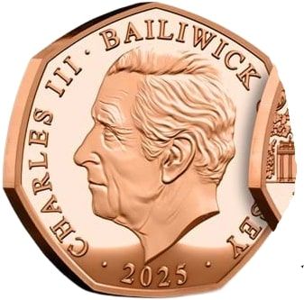 Jersey 50 Pence - Charles III Buckingham Palace; Gold Proof obverse