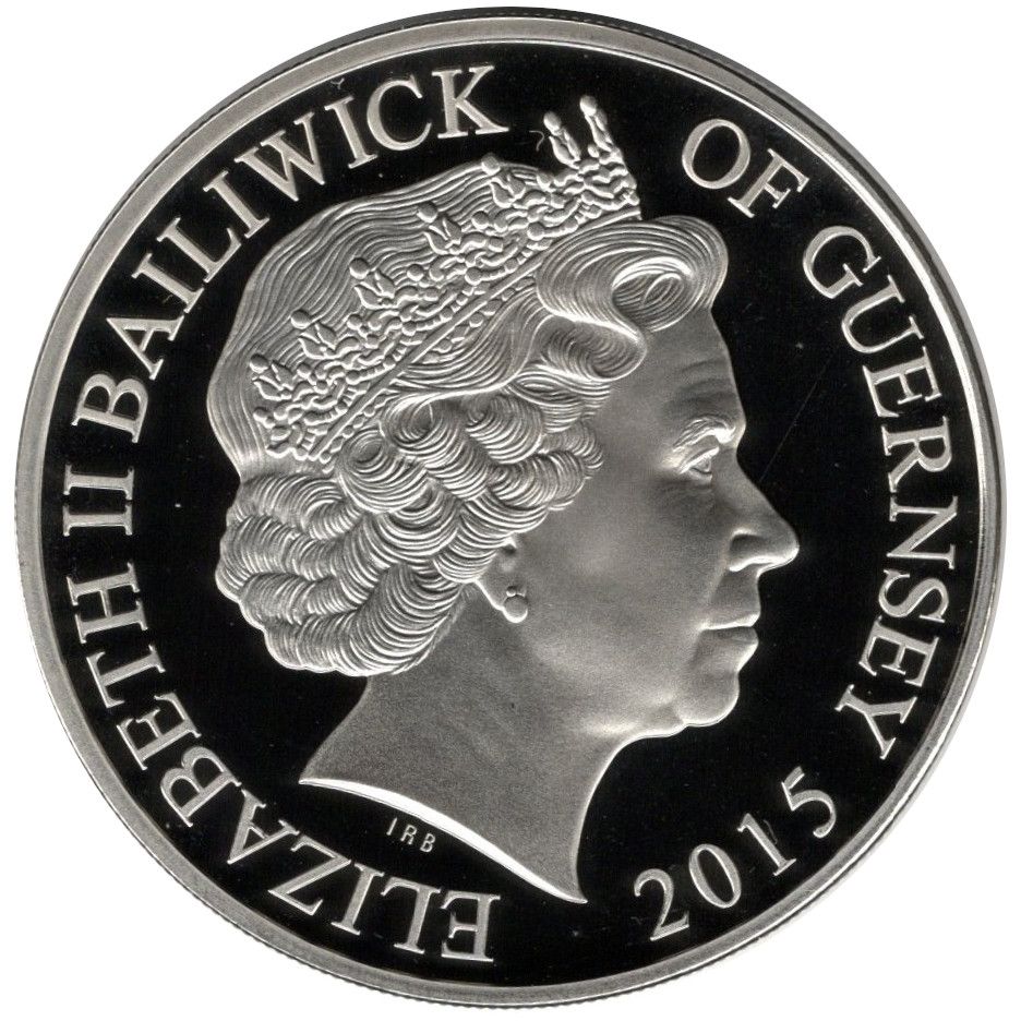 Guernsey 5 Pounds - Elizabeth II Reflections of a Reign; Gold Plated Portrait Reverse obverse