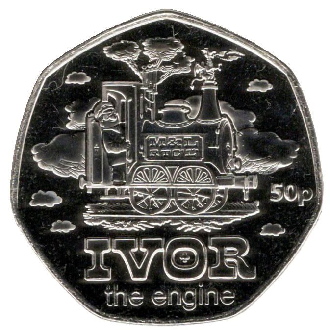 Guernsey 50 Pence - Charles III Classic Children's TV - Ivor the Engine reverse