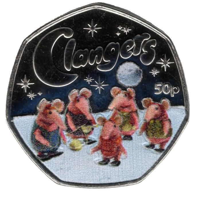 Guernsey 50 Pence - Charles III Classic Children's TV - Clangers; Colour reverse