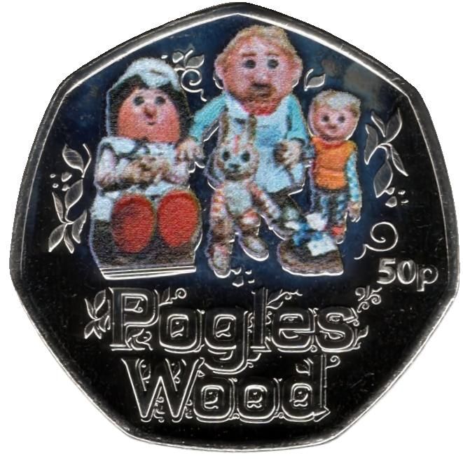 Guernsey 50 Pence - Charles III Classic Children's TV - Poggle’s Wood; Colour reverse