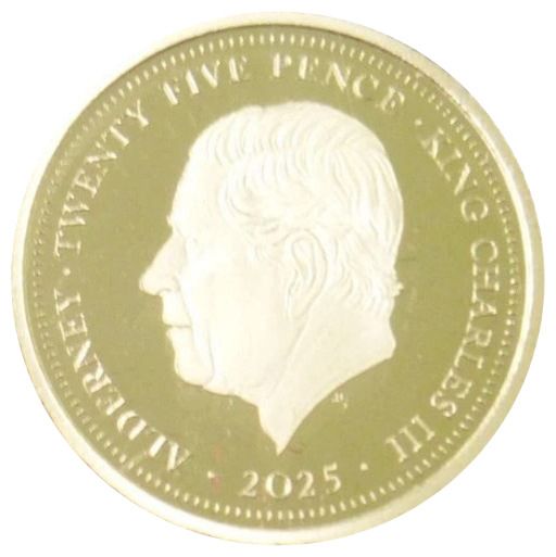 Alderney 25 Pence - Charles III Titanic obverse