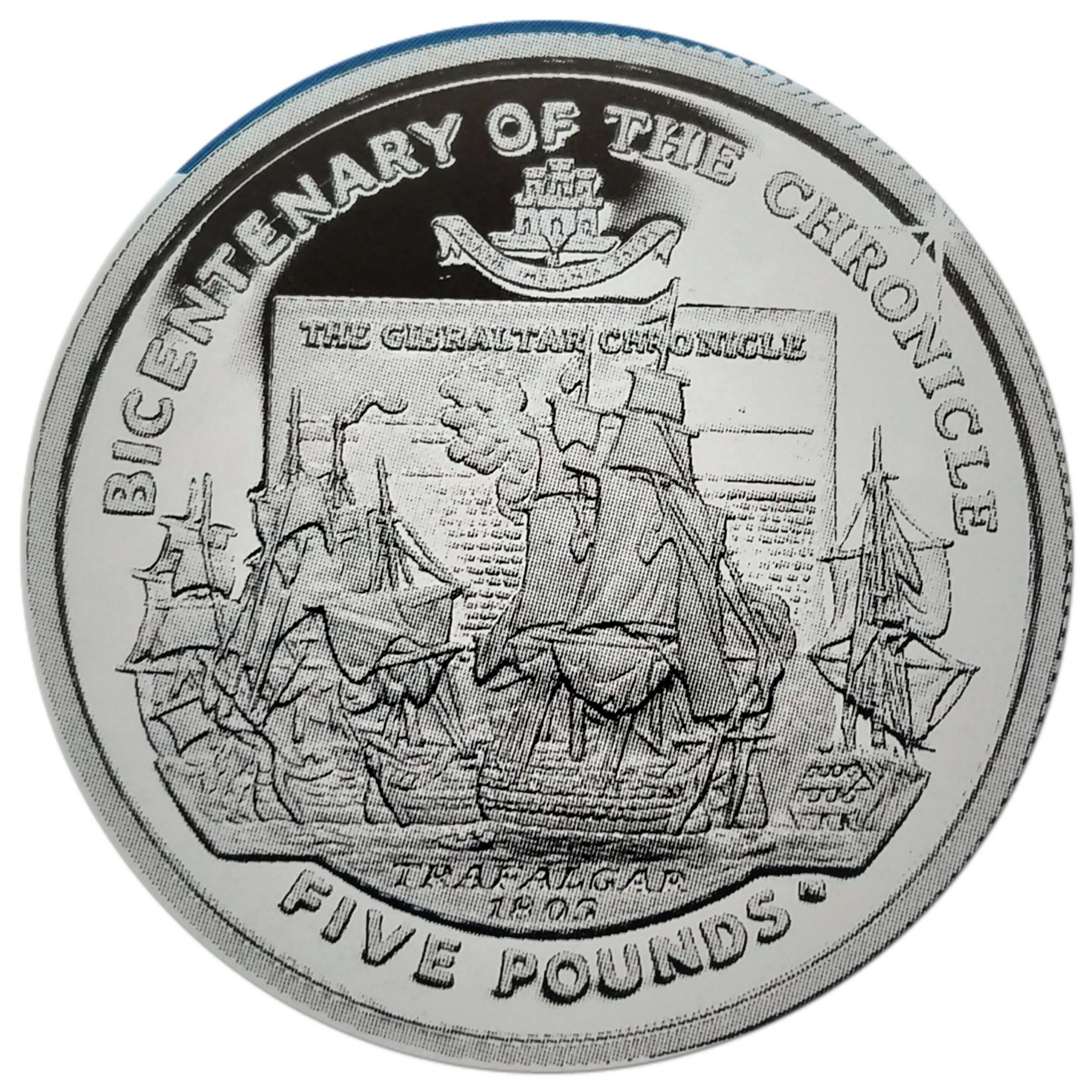 Gibraltar 5 Pounds - Elizabeth II Gibraltar Chronicle; Silver Proof