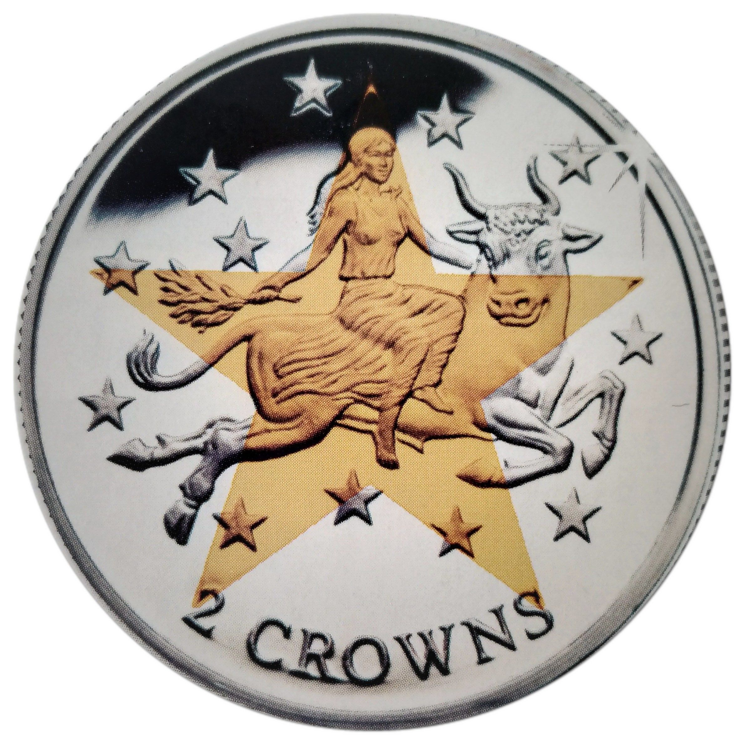 Gibraltar 2 Crowns - Elizabeth II First anniversary of the Euro; Gold-Silver obverse