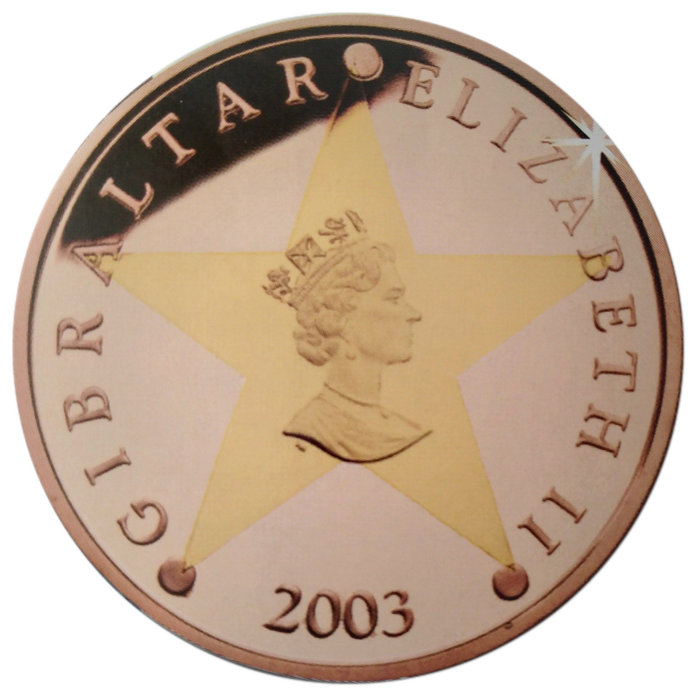 Gibraltar 2 Crowns - Elizabeth II First anniversary of the Euro; Gold-Copper