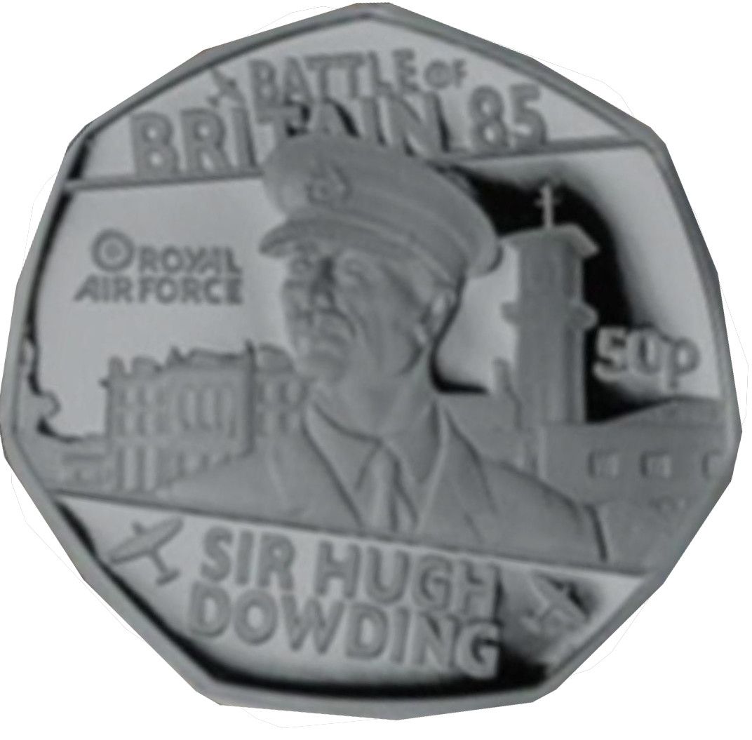Guernsey 50 Pence - Charles III Battle of Britain - Sir Hugh Dowding; Silver Proof reverse