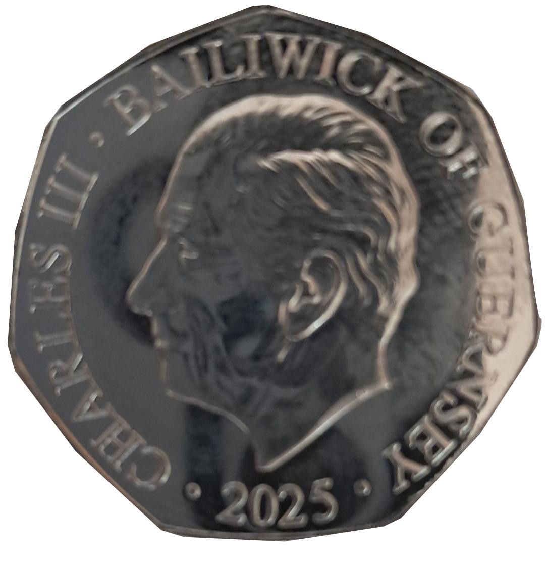 Guernsey 50 Pence - Charles III Battle of Britain - Eric Lock; Silver Proof obverse