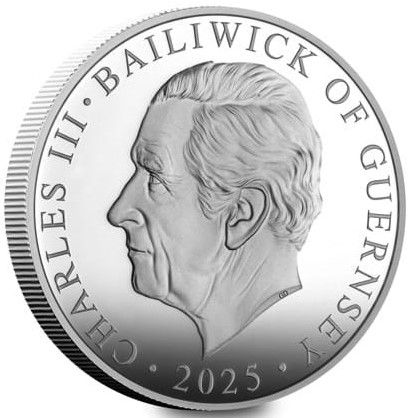 Guernsey 5 Pounds - Charles III Battle of Britain; Silver Proof obverse