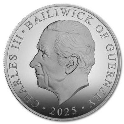 Guernsey 10 Pounds - Charles III Battle of Britain; Silver Proof obverse