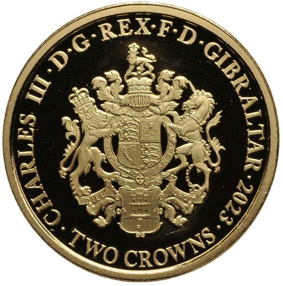 Gibraltar 2 Crowns - Charles III Operation Gunnerside obverse