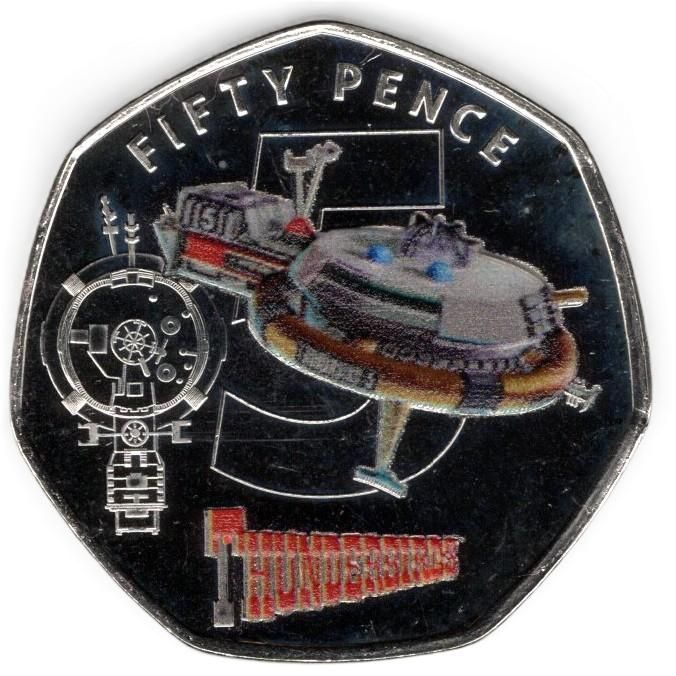 Guernsey 50 Pence - Charles III Thunderbirds - 5; Colour reverse