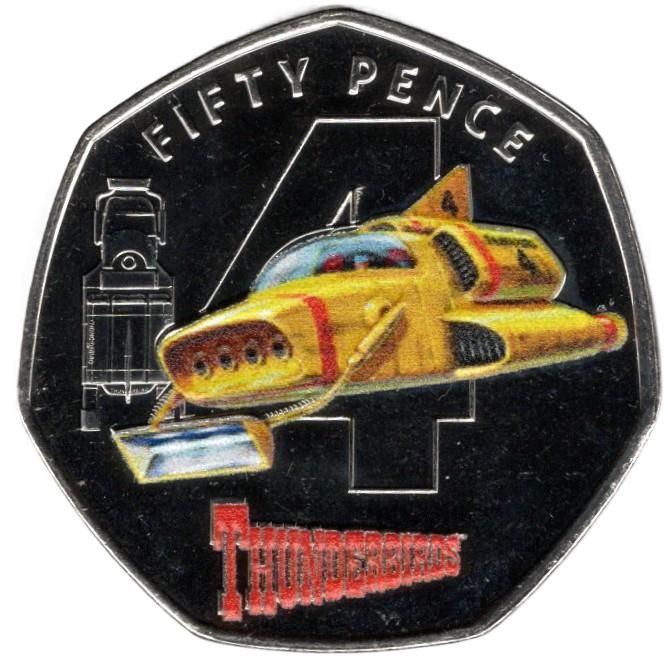 Guernsey 50 Pence - Charles III Thunderbirds - 4; Colour reverse