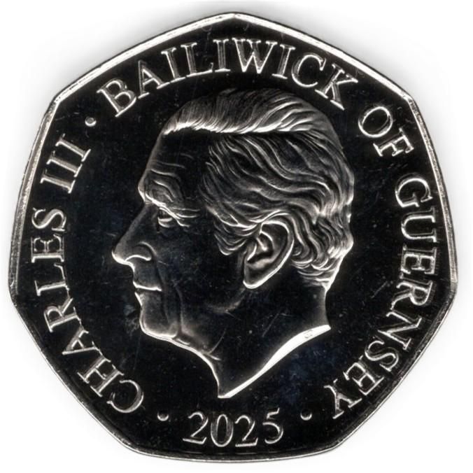Guernsey 50 Pence - Charles III Thunderbirds - 3; Colour obverse