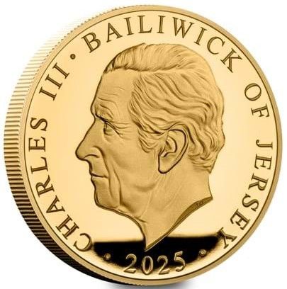 Jersey 5 Pounds - Charles III Princess Anne; Gold Proof obverse