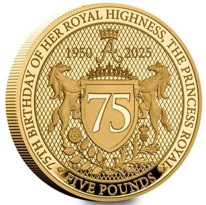Jersey 5 Pounds - Charles III Princess Anne; Gold Proof