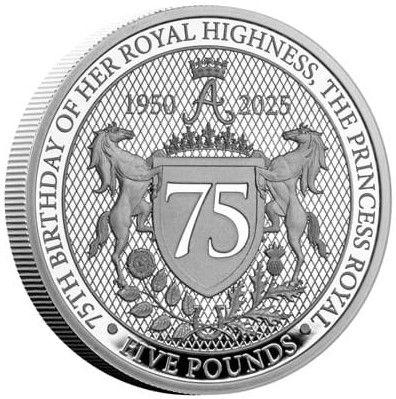 Jersey 5 Pounds - Charles III Princess Anne; Silver Proof