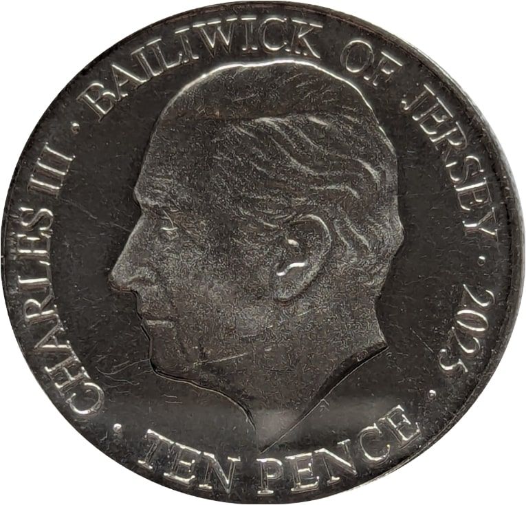 Jersey 10 Pence - Charles III Queen Anne obverse