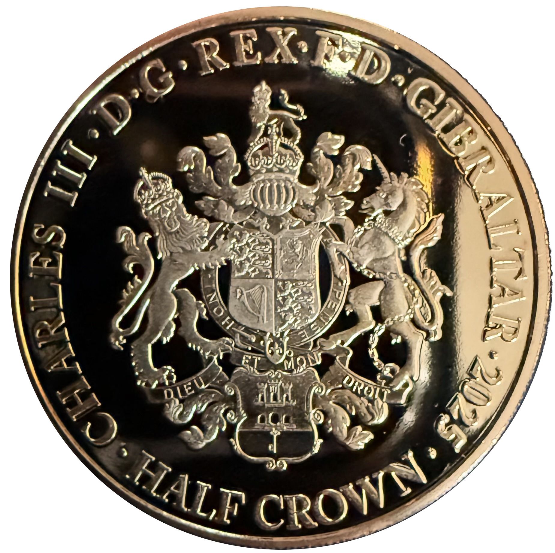 Gibraltar ½ Crown - Charles III Battle of Britain; Gold plated obverse