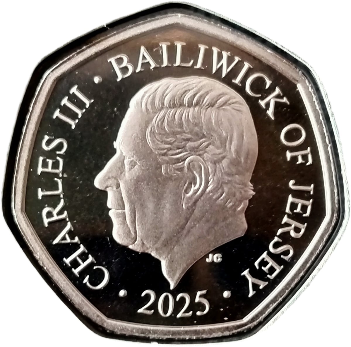 Jersey 50 Pence - Charles III St David's Cathedral obverse