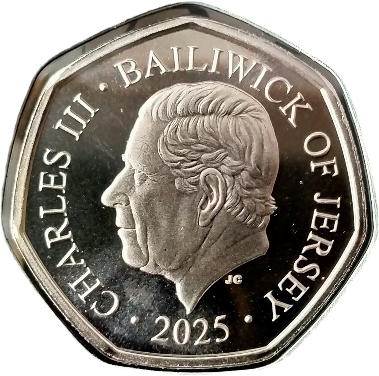 Jersey 50 Pence - Charles III Parish Church of St. Helier obverse