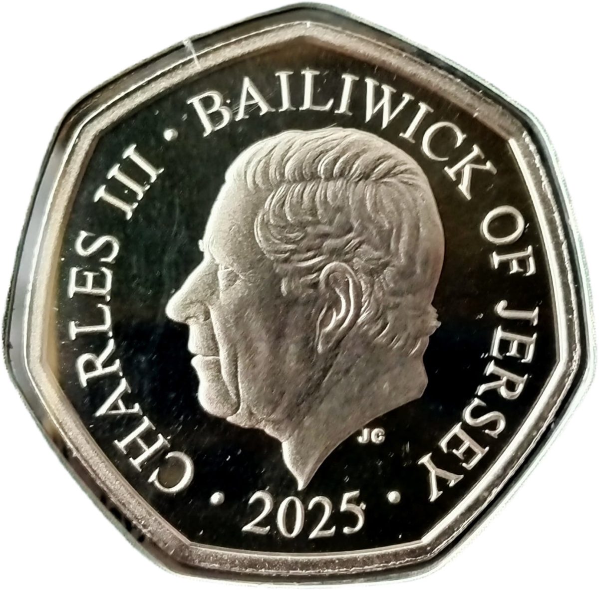 Jersey 50 Pence - Charles III St Giles' Cathedral obverse