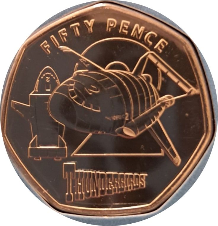 Guernsey 50 Pence - Charles III Thunderbirds - 2 reverse
