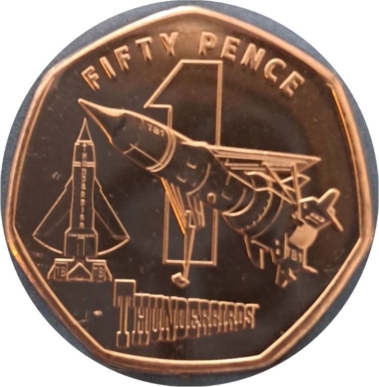 Guernsey 50 Pence - Charles III Thunderbirds - 1 reverse