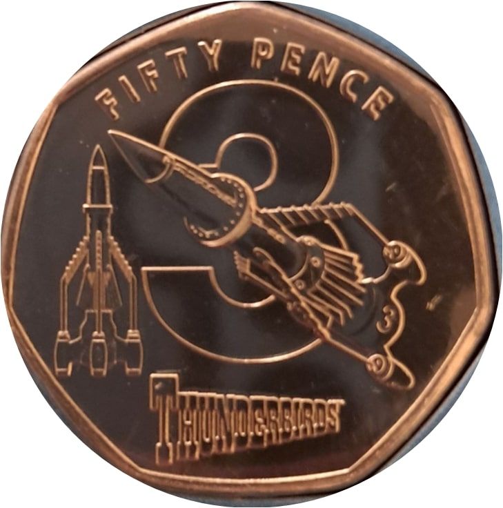 Guernsey 50 Pence - Charles III Thunderbirds - 3 reverse
