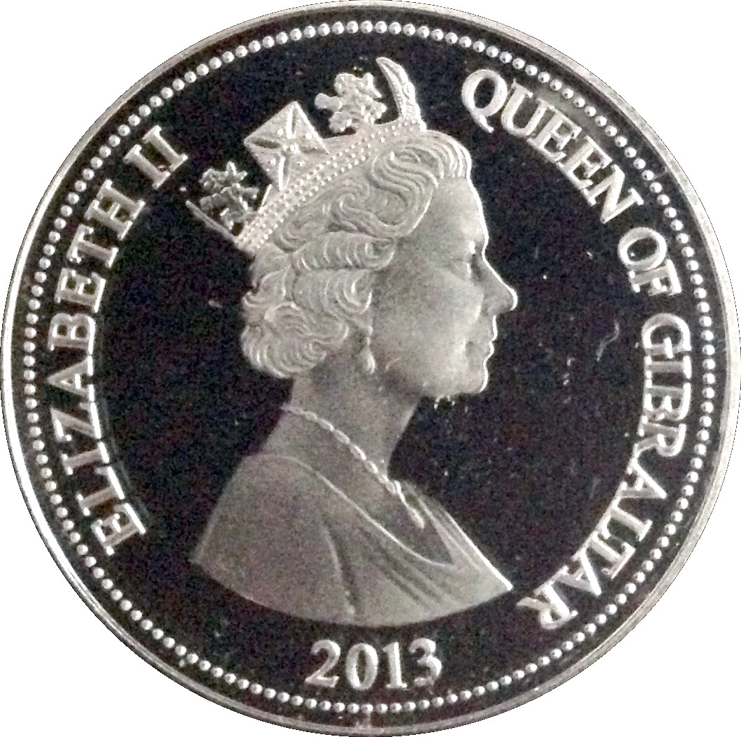Gibraltar 1 Crown - Elizabeth II Treaty of Utrecht; Silver Proof obverse