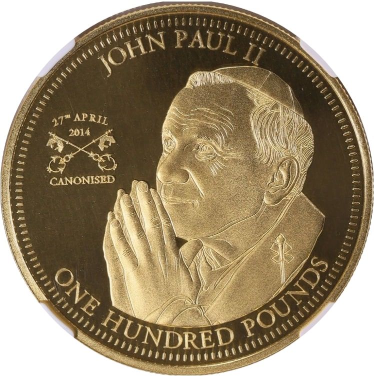 Tristan da Cunha 100 Pounds - Elizabeth II Pope John Paul II Canonization