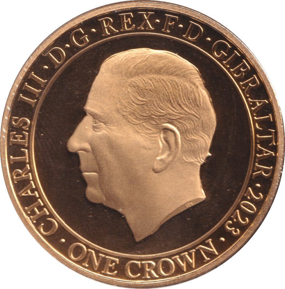 Gibraltar 1 Crown - Charles III King Charles III - signing documents obverse