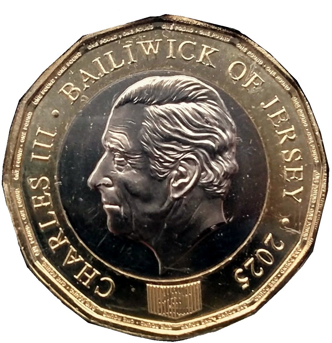 Jersey 1 Pound - Charles III RBL Poppy; Coloured obverse