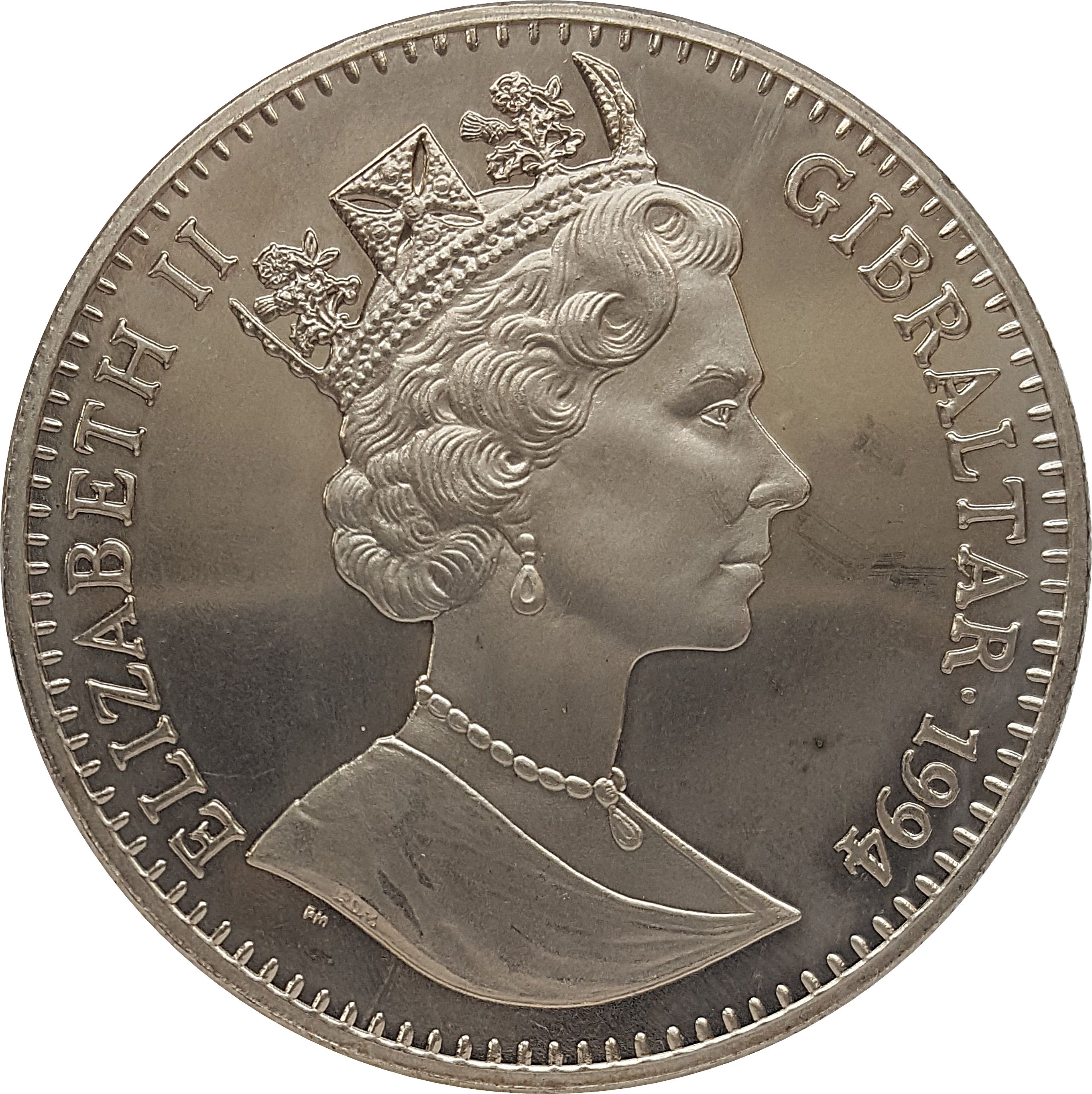 Gibraltar 1 Crown - Elizabeth II "The Empty House" obverse