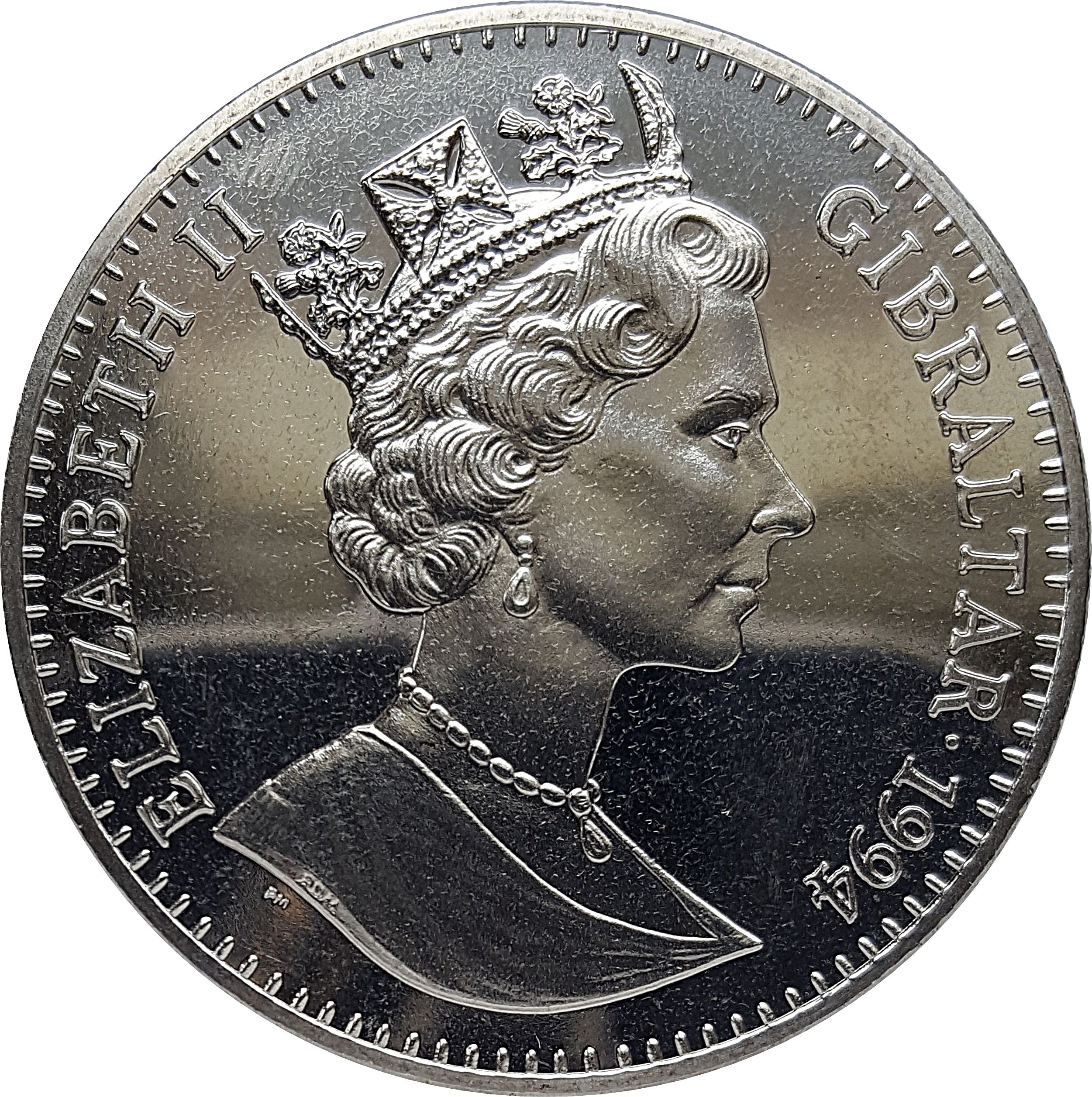 Gibraltar 1 Crown - Elizabeth II "The Hound of Baskervilles" obverse